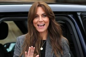 Catherine, Princess of Wales waves as she arrives to meet with We Are Farming Minds