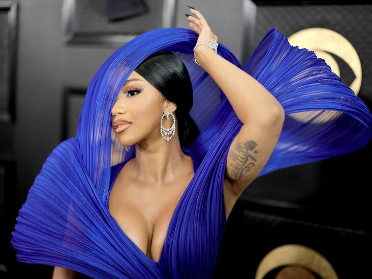 Cardi B wears cobalt dress at the 2023 Grammy Awards