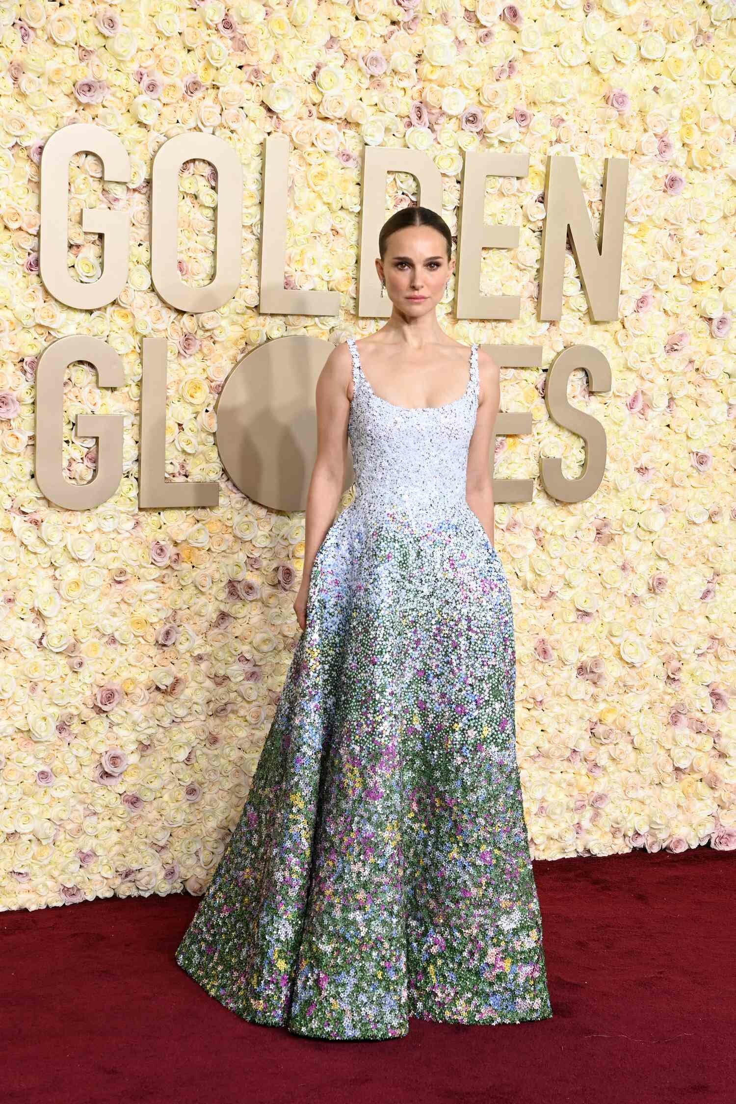 Natalie Portman Bedazzled Dress 2024 Golden Globes