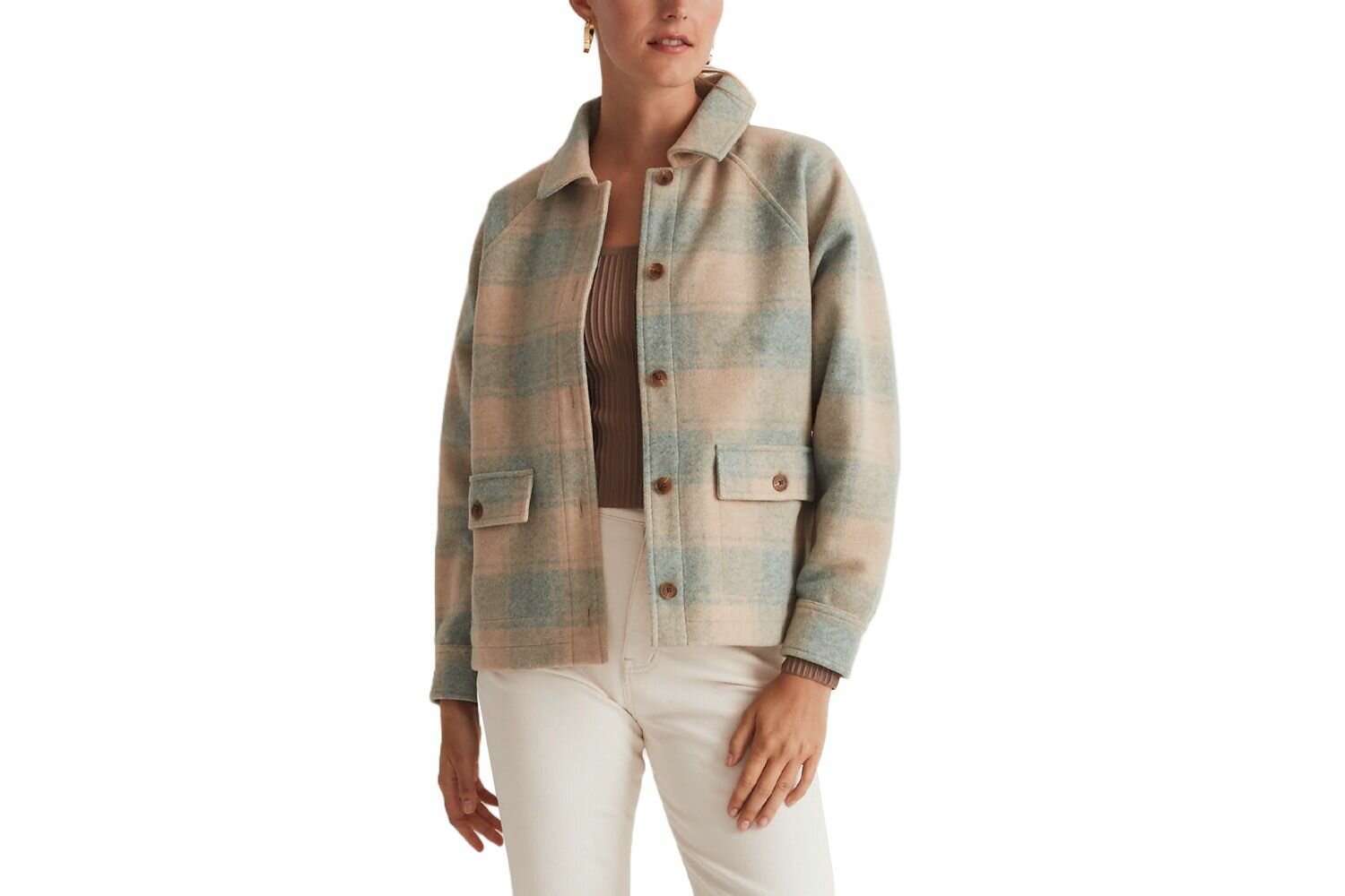 Madewell Brushed Jacquard Shirt Jacket in Plaid 