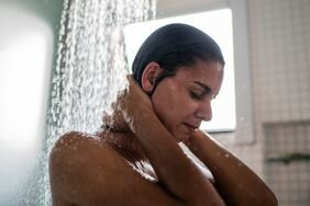 woman washing hair