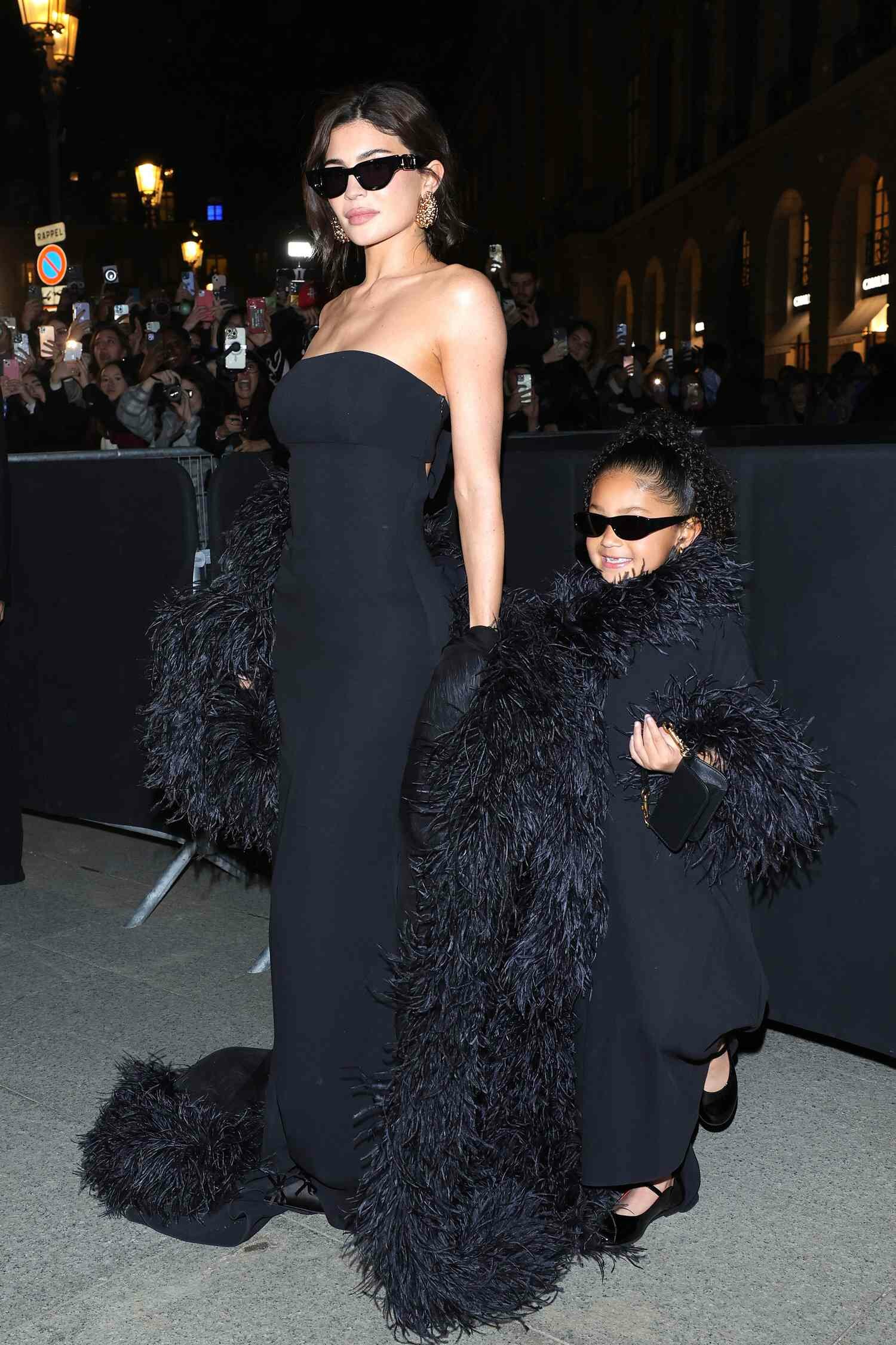 Kylie Jenner and Stormi Webster attend the Valentino Haute Couture Spring/Summer 2024