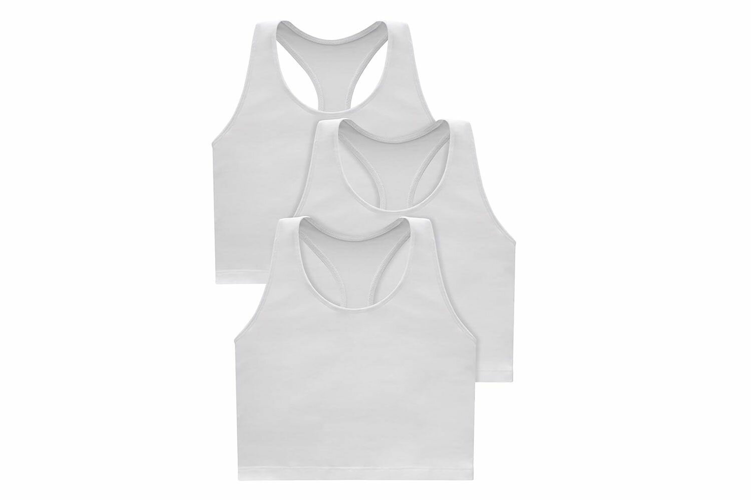 Amazon Hanes Originals Women's Racerback Crop Tank Top, Cropped Tank with Built-In Bra, 3-Pack