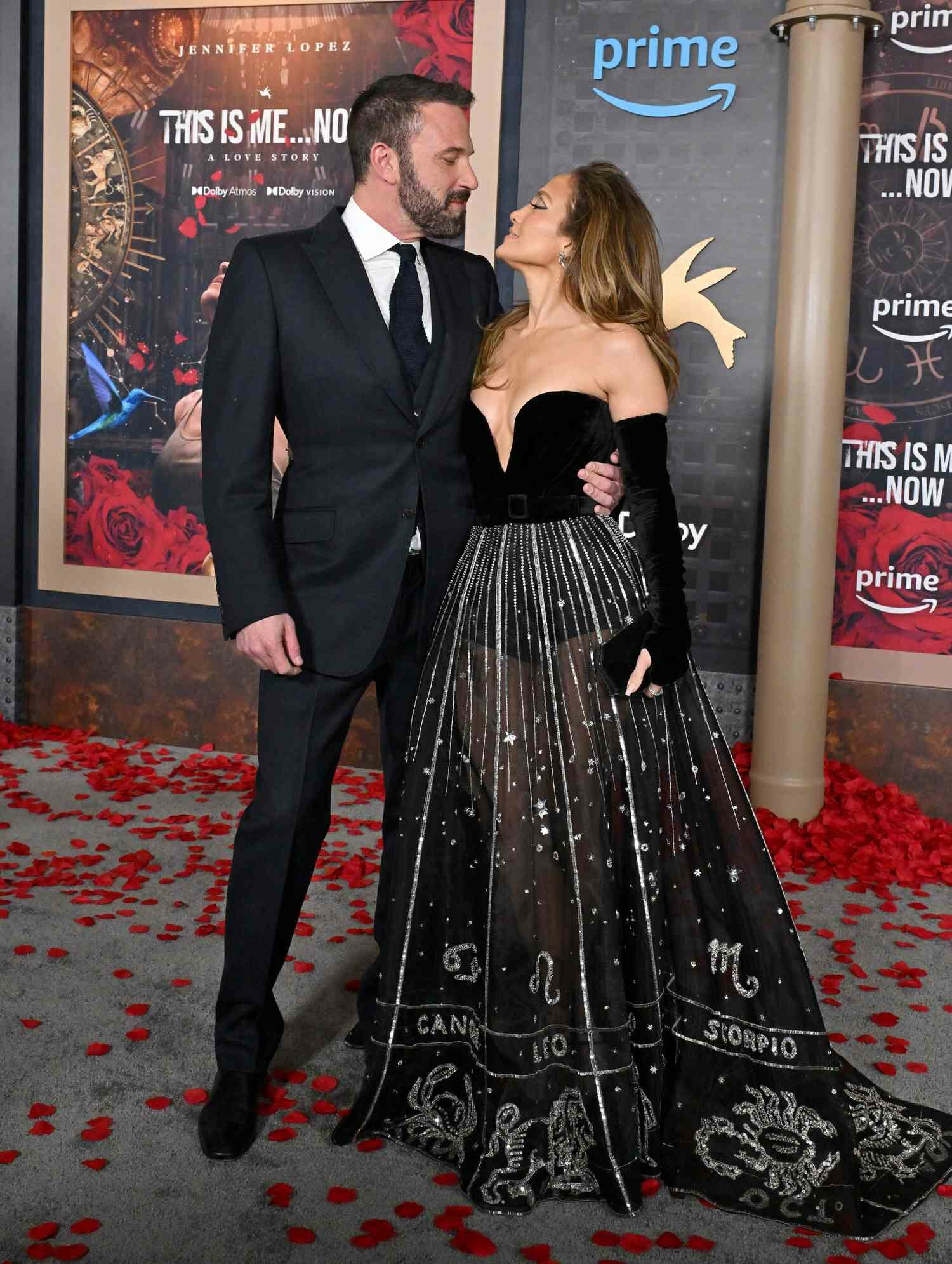 Jennifer Lopez Looking Up At Ben Affleck Premiere of 'This Is Me...Now: A Love Story'