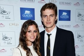 Rachel Bilson and Hayden Christensen posing together in formalwear