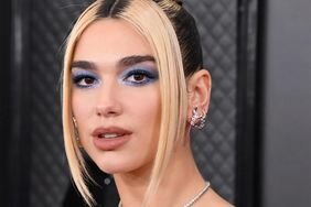 Dua Lipa wearing blue eyeshadow.