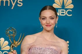 Amanda Seyfried Smiling Holding Emmy Award at 2022 Emmys