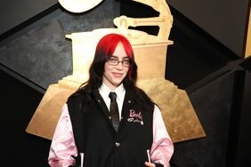 Billie Eilish Smiling Hands in Pocket, Barbie Varsity Jacket 2024 Grammy Awards