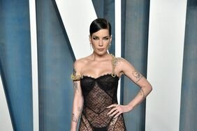 Halsey at Vanity Fair 2022 Oscars party Dolce Gabbana Sheer Dress