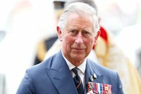 King Charles Blue Suit With Medals Hands Clasped 70th Anniversary of VE Day at Westminster Abbey 2015