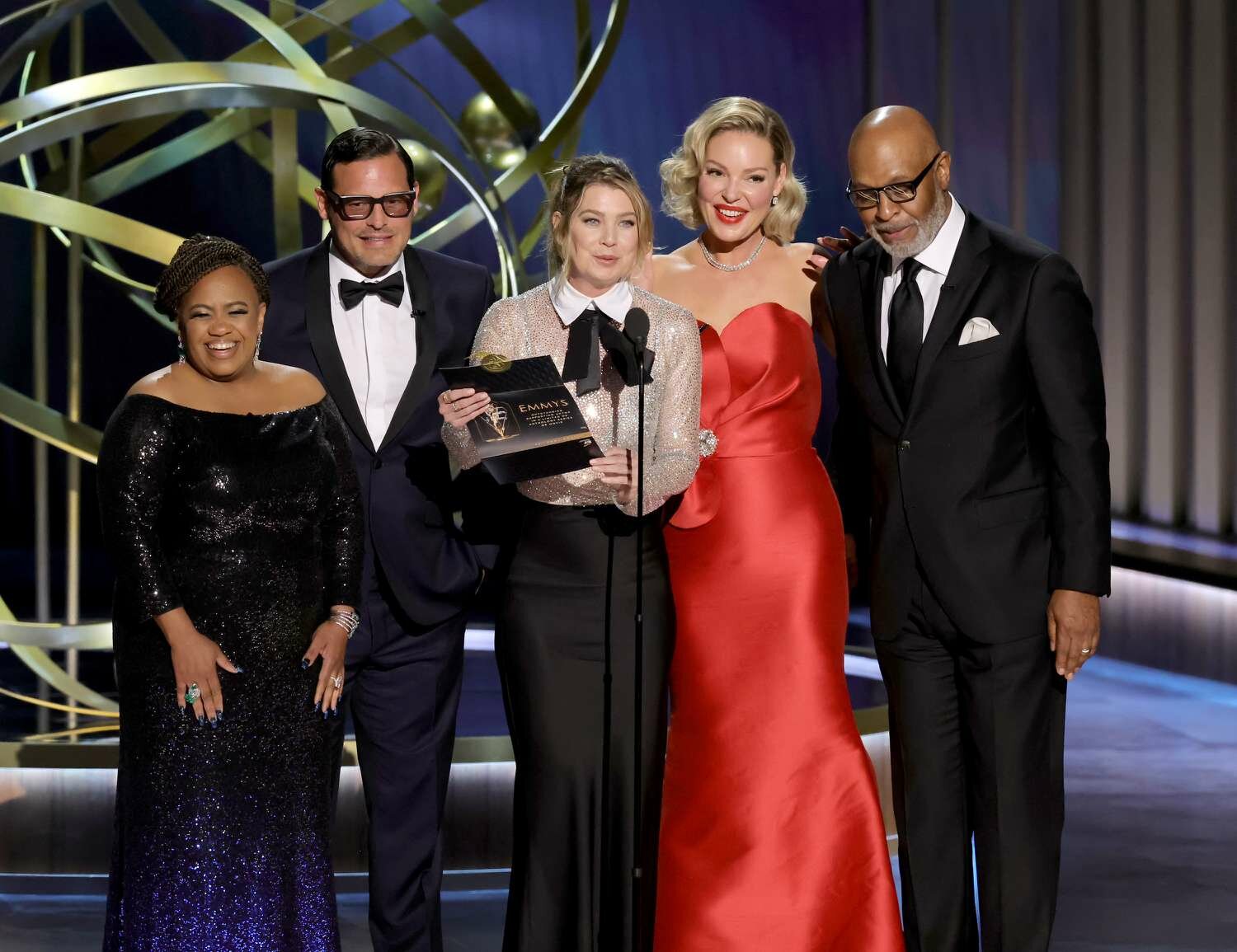 Chandra Wilson, Justin Chambers, Ellen Pompeo, Katherine Heigl and James Pickens Emmys