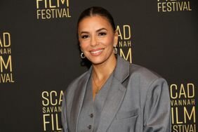 Eva Longoria Gray Slouchy Suit 2023 SCAD Film Festival