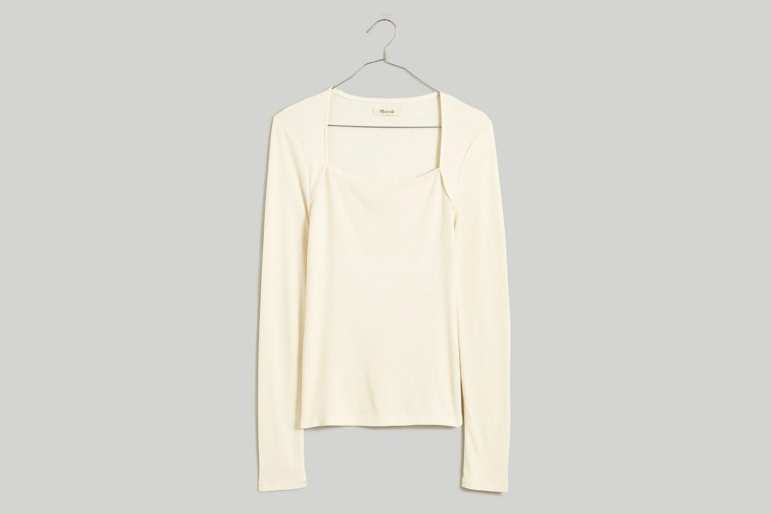 Angled-Neck Long-Sleeve Top