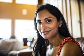 Portrait of beautiful woman at home.