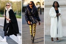 Three women wear winter leggings outfits with sneakers, boots, and high heels.