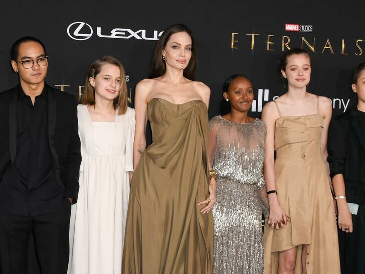 Angelina Jolie With Kids Maddox, Vivienne, Zahara, Shiloh, and Knox at 'Eternals' Premiere